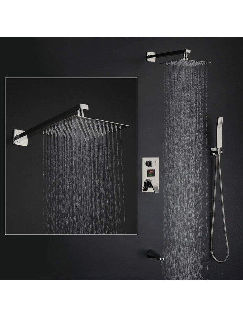 STEEL SHOWER SET CHROME SQUARE 20CM