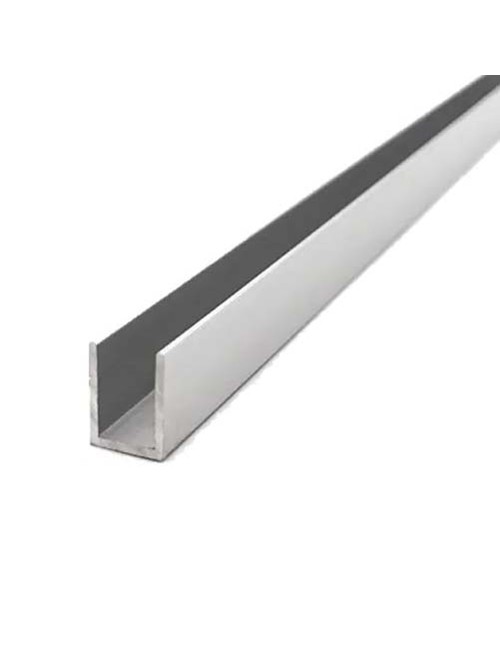 ALUMINIUM U CHANNEL 12 X 10 MM 2.7 MTR GLOSS SILVER