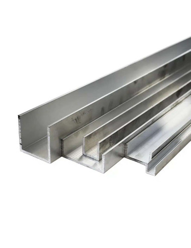 ALUMINIUM U CHANNEL 12 X 12 MM 2.7 MTR GLOSS SILVER