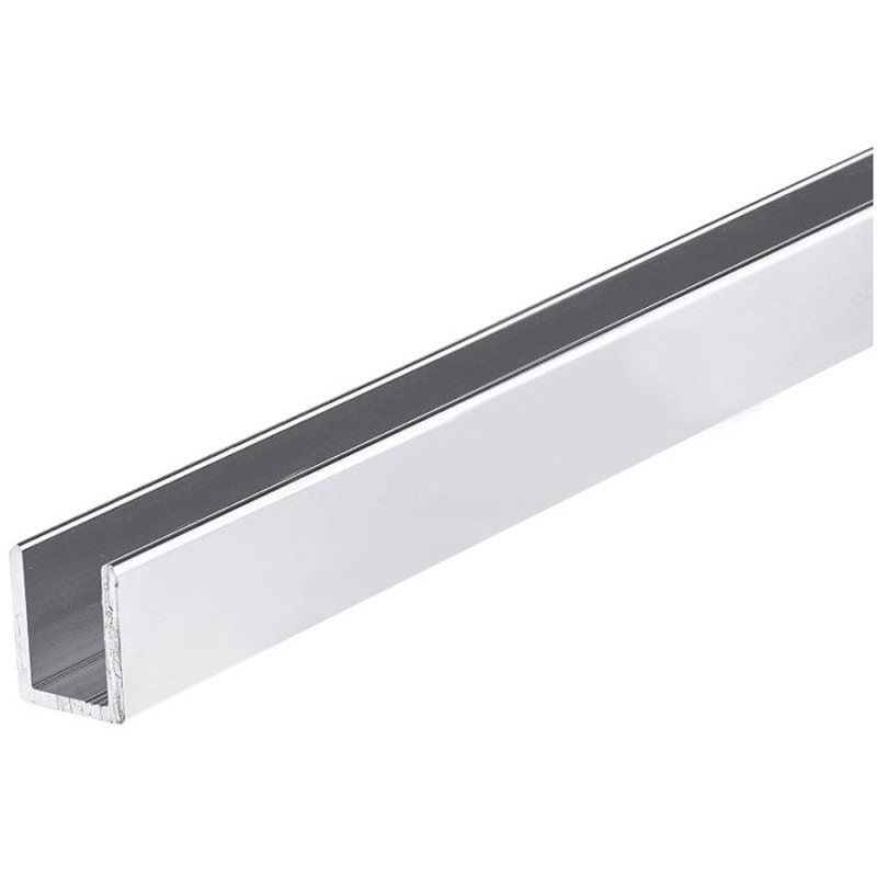 ALUMINIUM U CHANNEL 10 X 10 MM 2.7 MTR GLOSS SILVER