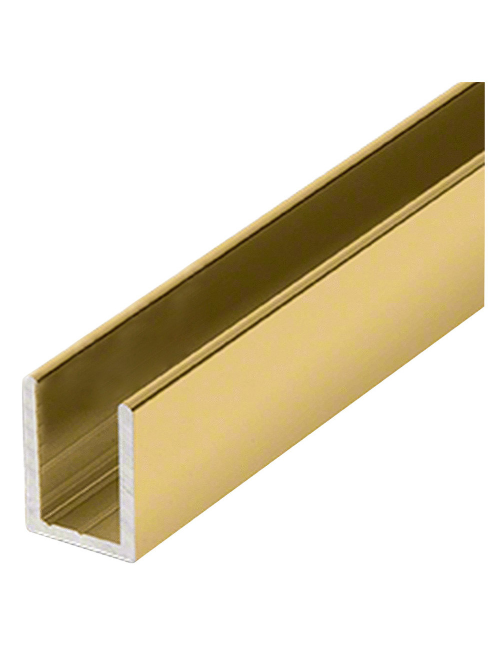 ALUMINIUM U CHANNEL 10 X 10 MM 2.7 MTR GLOSS GOLD