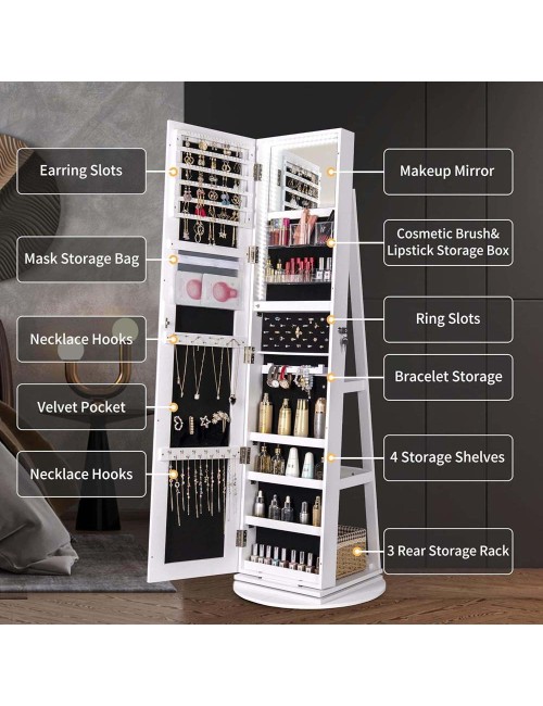 ROTATING DRESSING MIRROR WITH STORAGE CABINET