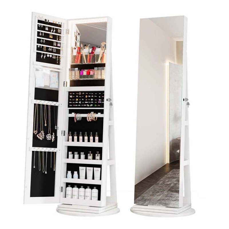 ROTATING DRESSING MIRROR WITH STORAGE CABINET
