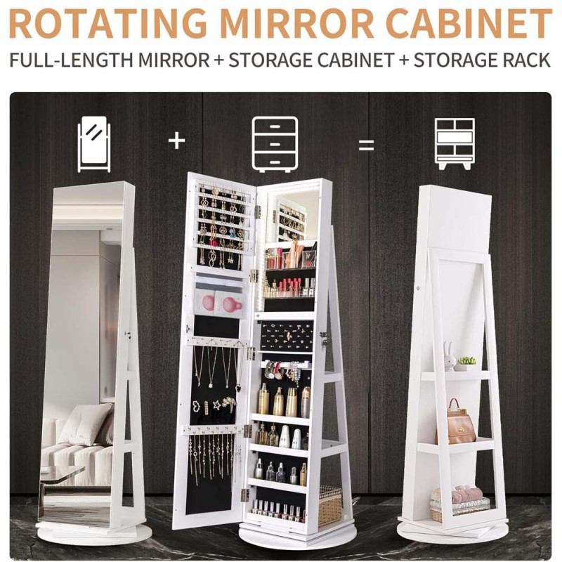 ROTATING DRESSING MIRROR WITH STORAGE CABINET