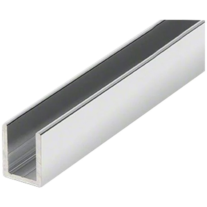 ALUMINIUM U CHANNEL 8 X 8 MM 2.7 MTR GLOSS SILVER