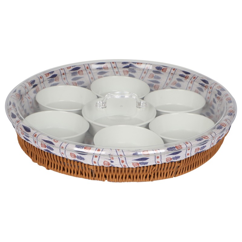 Round Rattan Breakfast Tray 40Cm - Assorted Colours