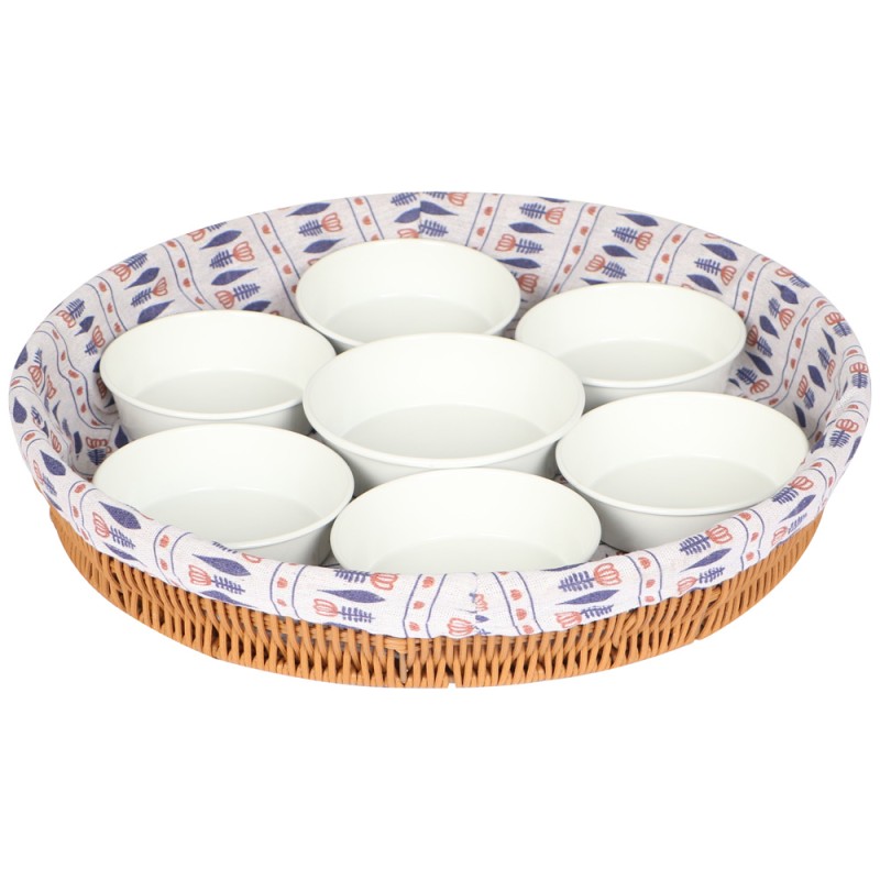 Round Rattan Breakfast Tray 40Cm - Assorted Colours