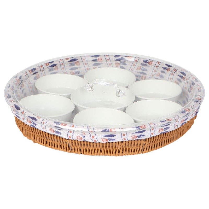 Round Rattan Breakfast Tray 40Cm - Assorted Colours