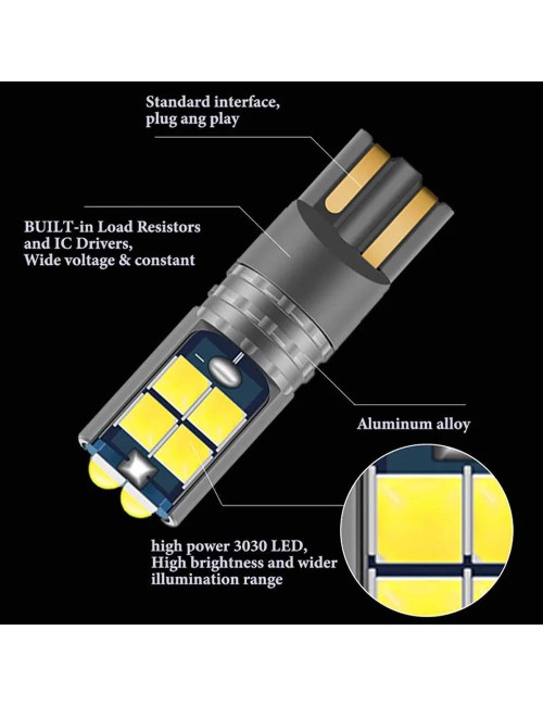 T10-3030-65MD-W LED CAR BULB