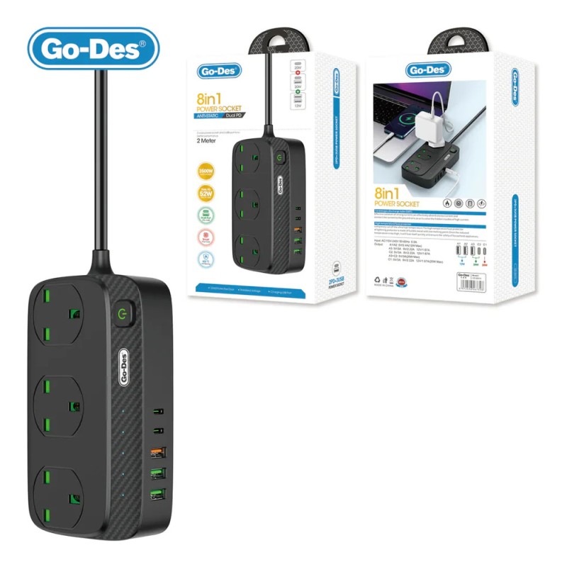 GO-DES GD-B919 3M 8IN1 موزع كهرباء