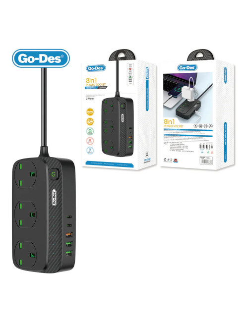 GO-DES GD-B919 3M 8IN1 POWER SOCKET