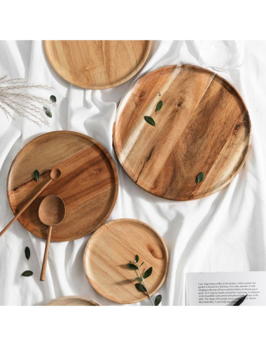 صينية تقديم خشب مدور طقم 3 حبة