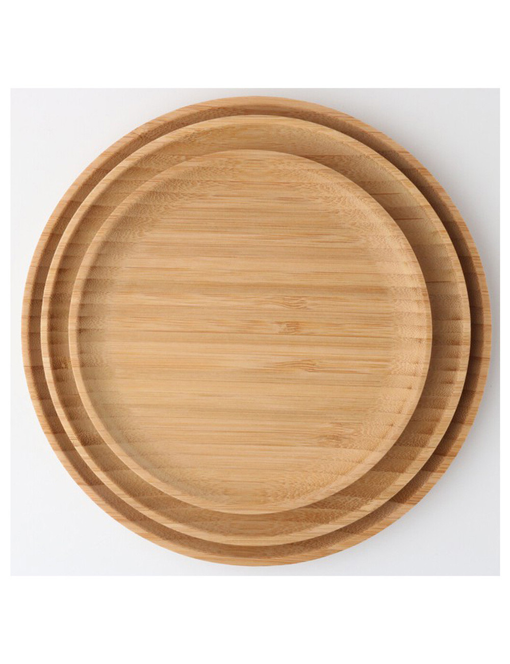 WOODEN ROUND BAMBOO TRAY 3 PICES SET