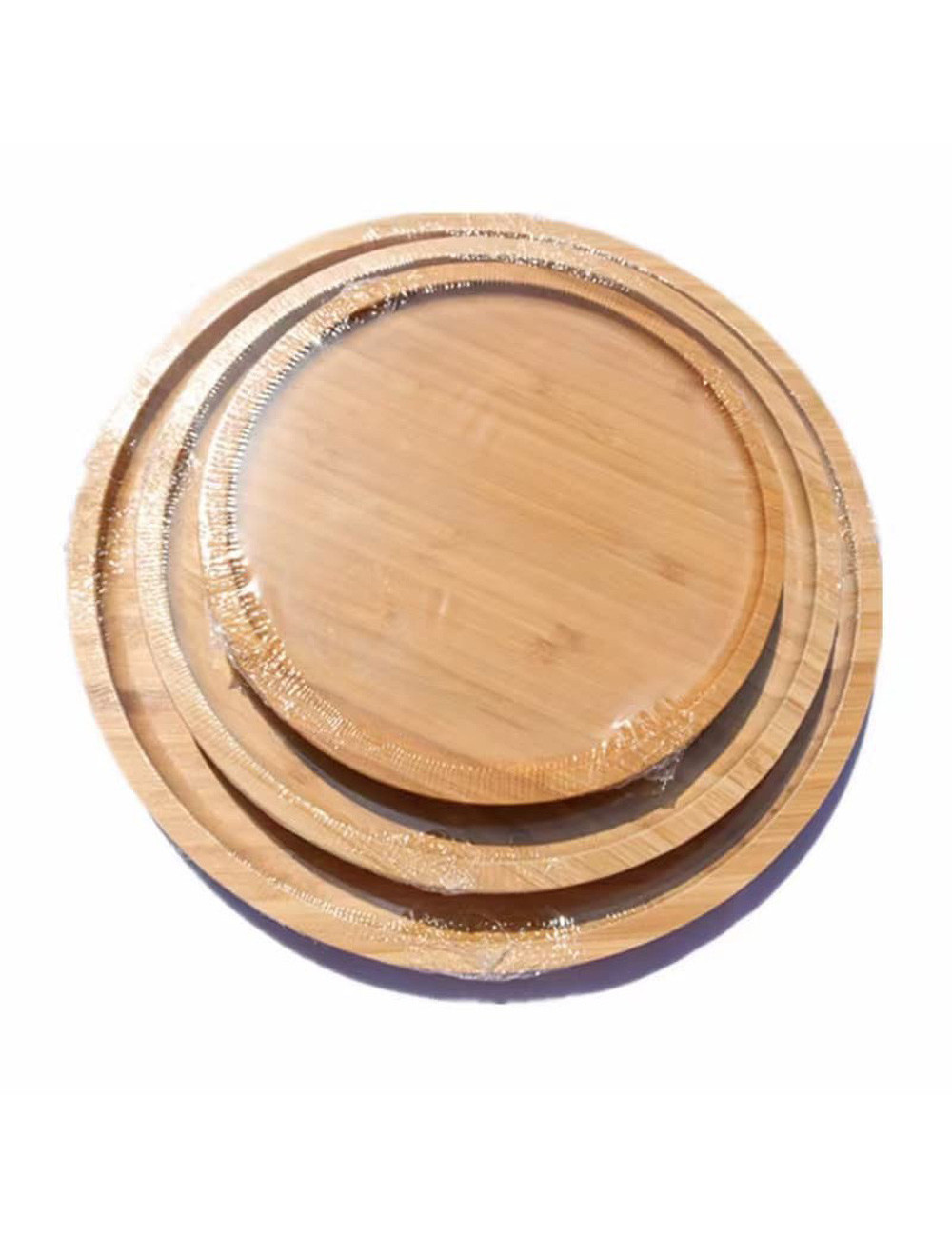 WOODEN ROUND BAMBOO TRAY 3 PICES SET