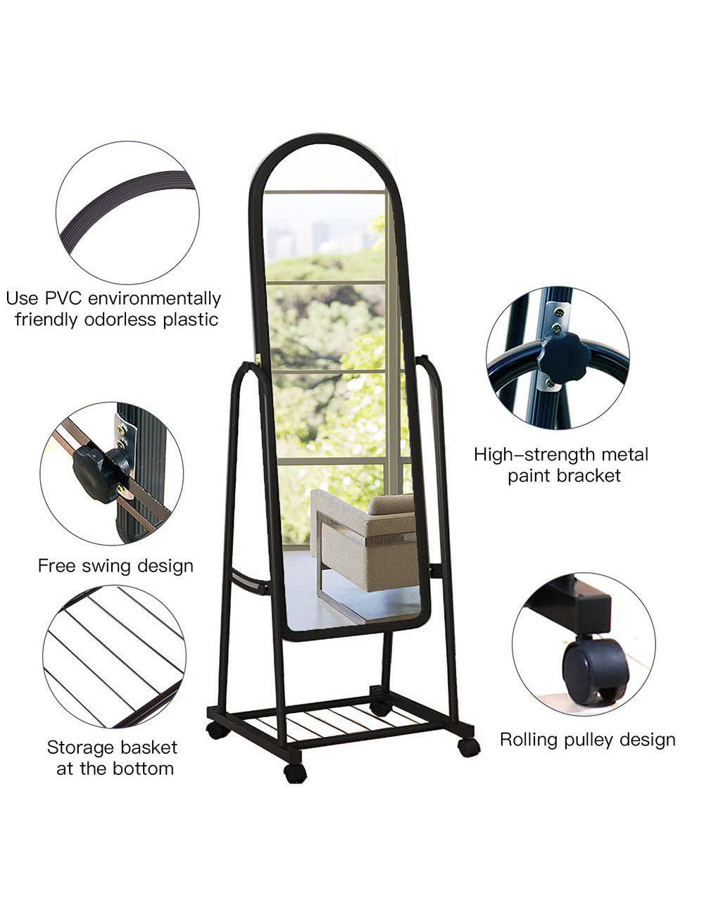 DECORATIVE MIRROR WITH STAND 35x120