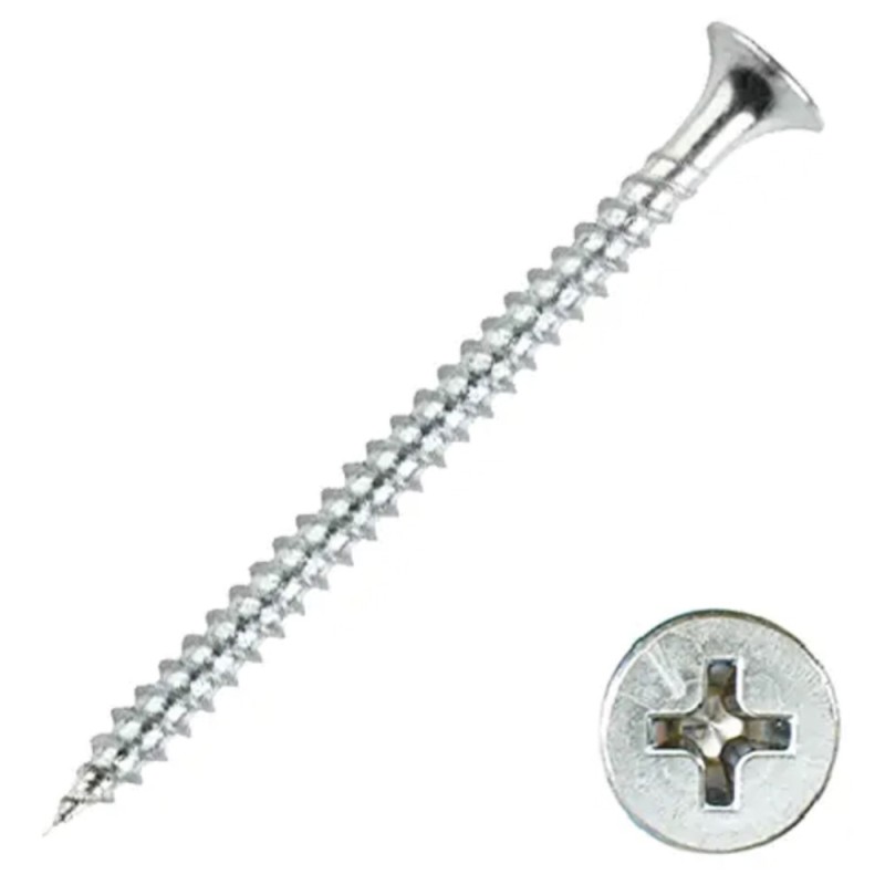 PHILLIPS BUGLE HEAD DRYWALL SCREW WHITE 2" × 8