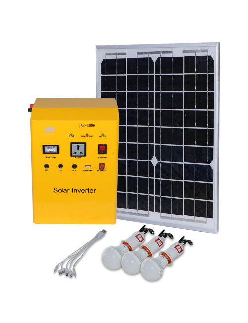 SOLAR SYSTEM 300W WITH 40W SOLAR PANEL & 3 LED BULBS