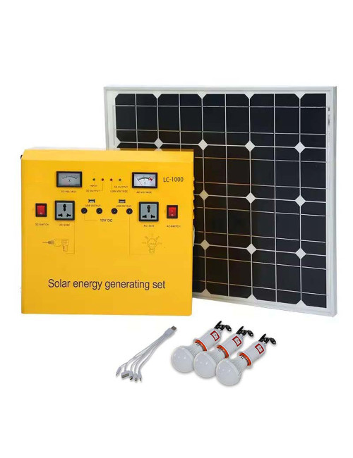 SOLAR SYSTEM 1000W WITH 100W SOLAR PANEL & 3 LED BULBS