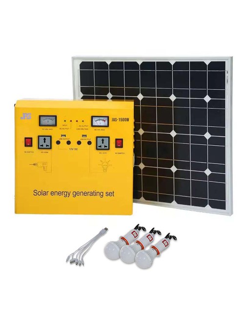 SOLAR SYSTEM 1500W WITH 120W SOLAR PANEL & 3 LED BULBS