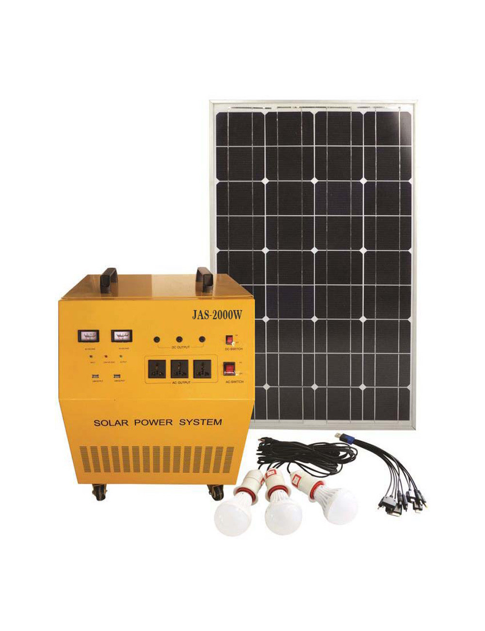 SOLAR SYSTEM 2000W WITH 150W SOLAR PANEL & 3 LED BULBS