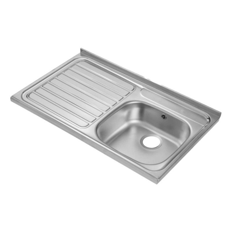 STAINLESS STEEL SINK WITH BASIN AND SHELVE 60 x 100