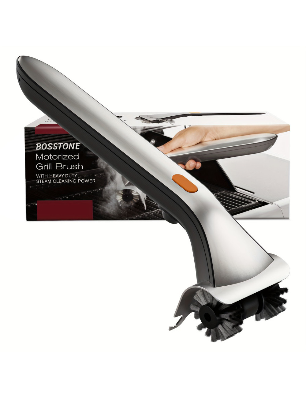 MOTORIZED GRILL CLEANING BRUSH WITH WATER STORAGE
