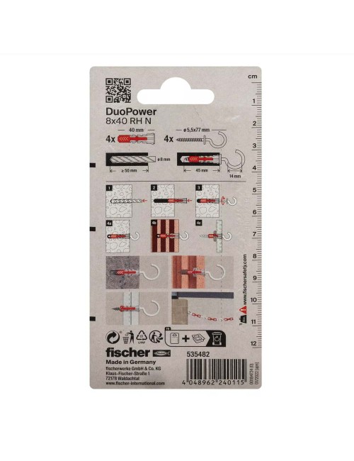 535482 FISHCHER DUOPOWER 8X40 RH N K NV PLUG + ROUND HOOK 4PCS
