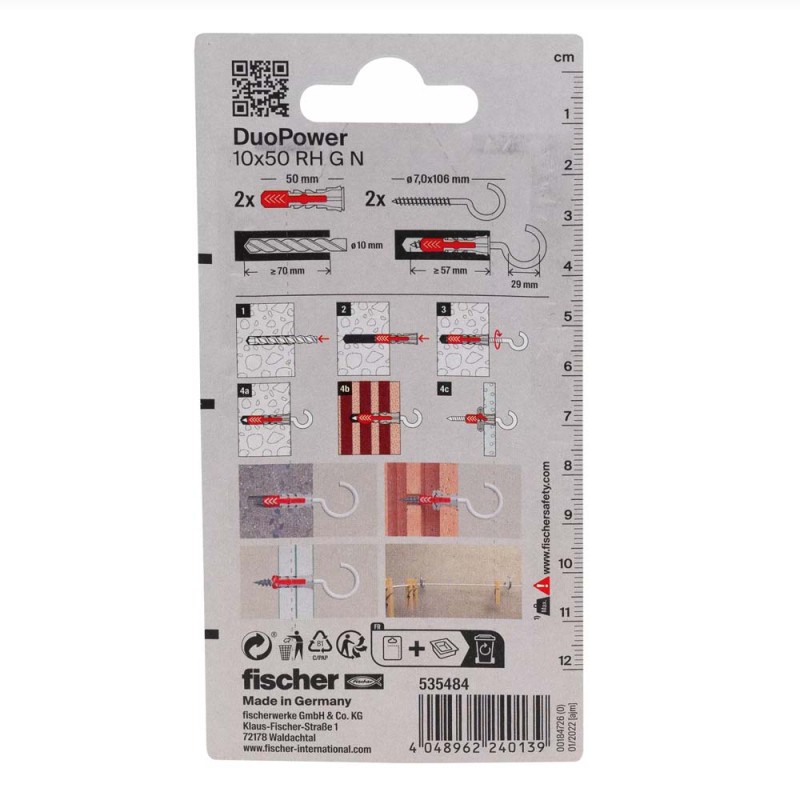 فيشر ديوباور مع برغي نصف دائري 10x50 RH G N KNV 2x(535484)