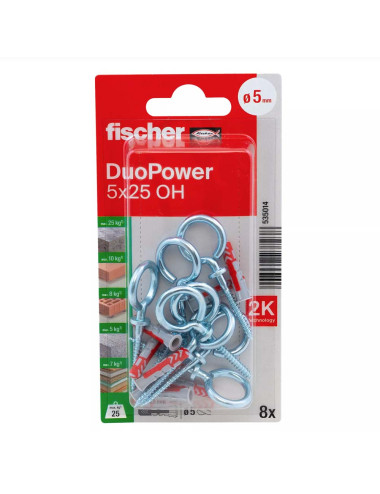535014 FISHCHER DUOPOWER 5X25 OH K NV PLUG + EYE HOOK 8PCS