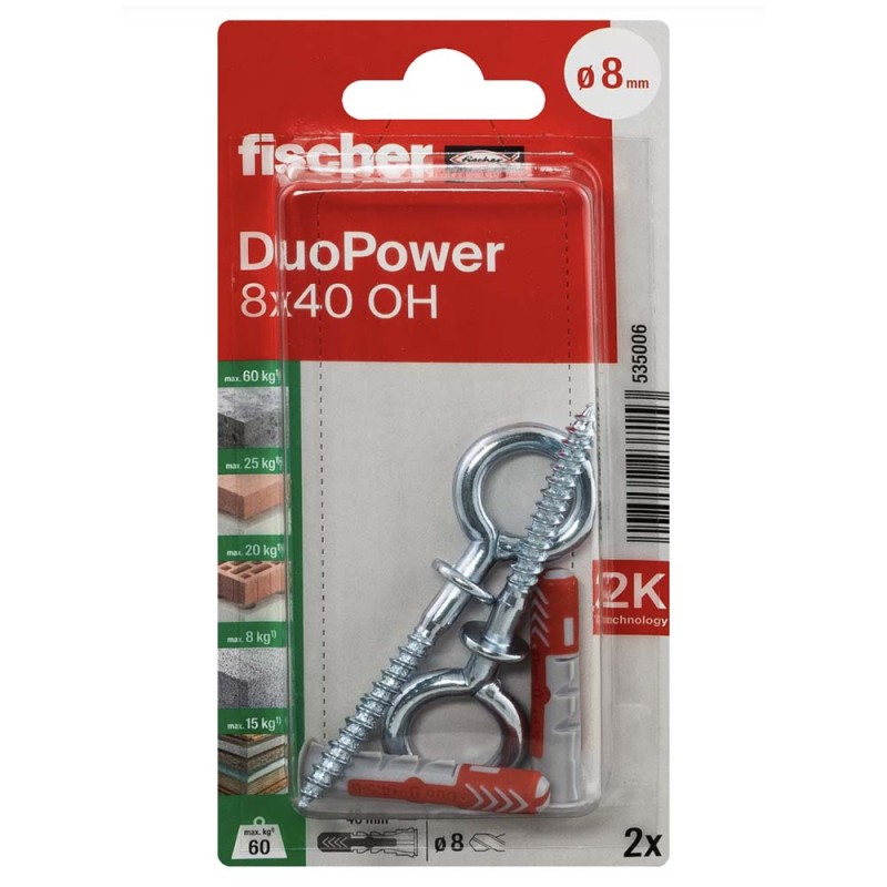 535006 FISHCHER DUOPOWER 8X40 OH K NV PLUG + EYE HOOK 2PCS