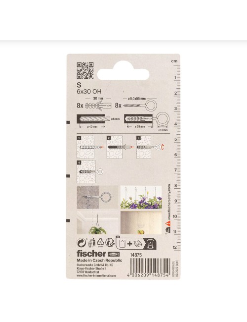14875 FISHCHER BLISTER S-6 HCK PLUG + EYE HOOK 8PCS