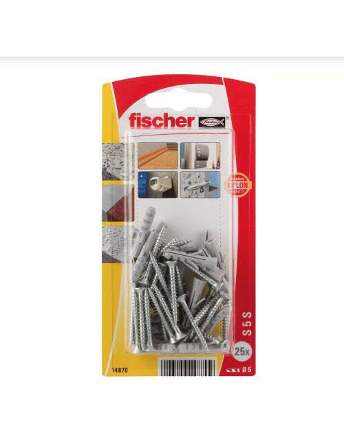 14870 FISHCHER BLISTER S-5 GKS PLUG + COUNTER SUNK SCREW 25PCS