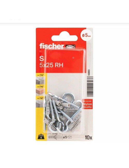 14893 FISHCHER BLISTER S-5 HAK PLUG + ROUND HOOK 10PCS