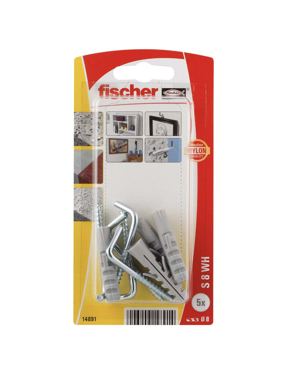 14891 FISHCHER BLISTER S-8 AK PLUG + L HOOK 5PCS