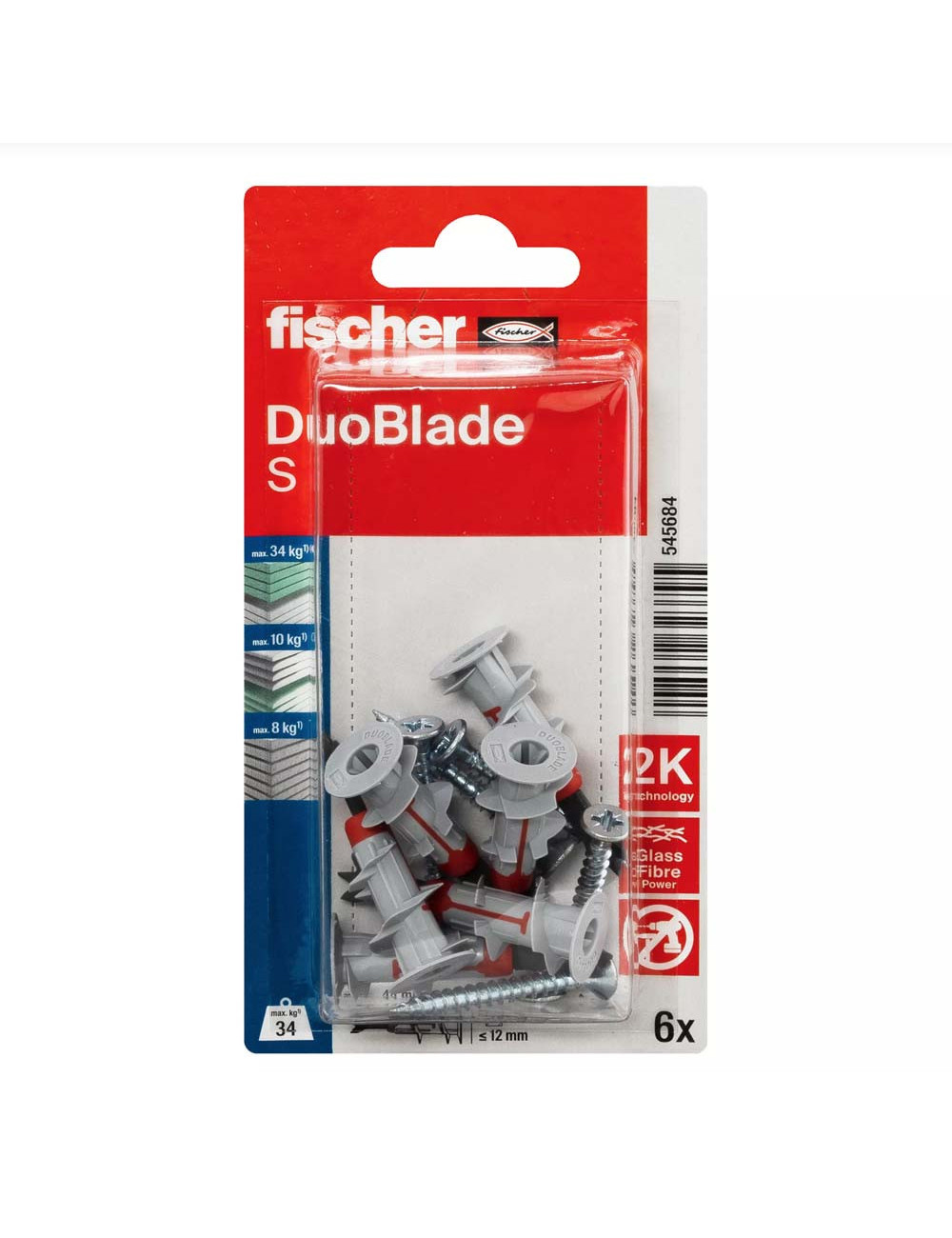 545684 FISHCHER DUOBLADE S K NV PLUG + COUNTER SUNK SCREW 6PCS