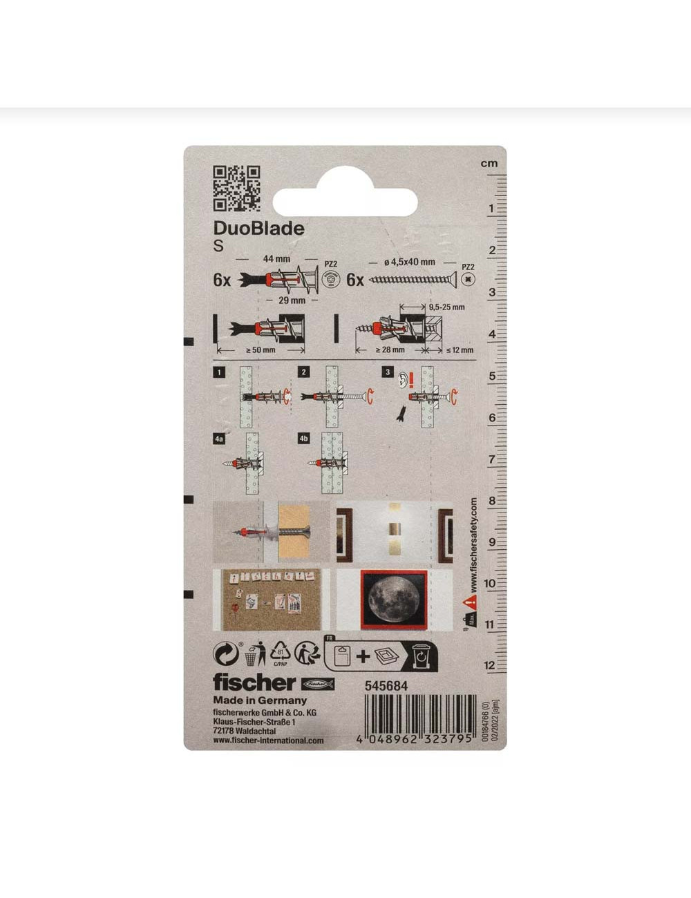545684 FISHCHER DUOBLADE S K NV PLUG + COUNTER SUNK SCREW 6PCS