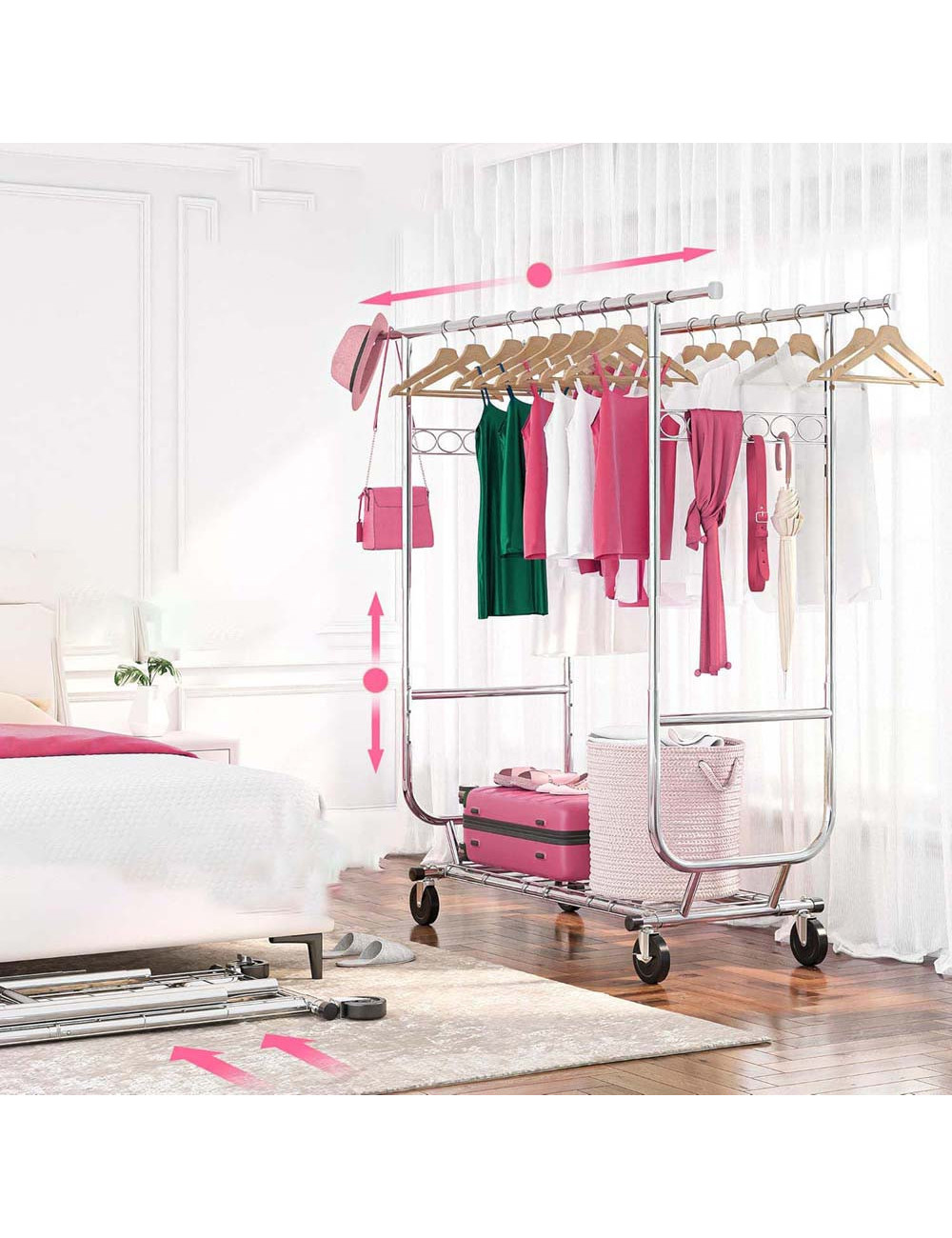 CM-46 TELESCOPIC CLOTHES HANGER L130-190 x W55 x H148-178