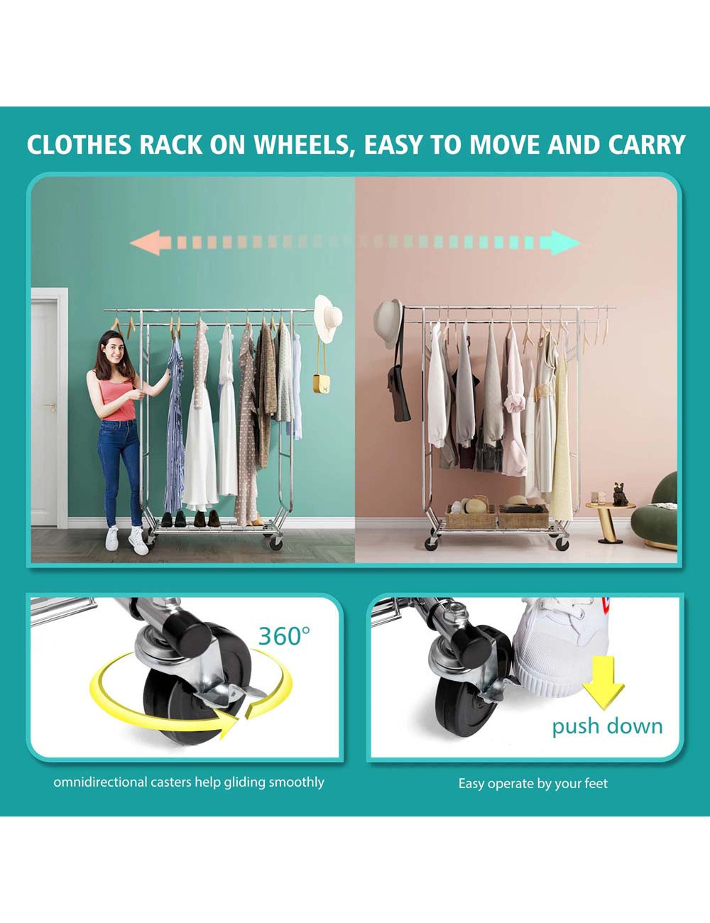 CM-46 TELESCOPIC CLOTHES HANGER L130-190 x W55 x H148-178