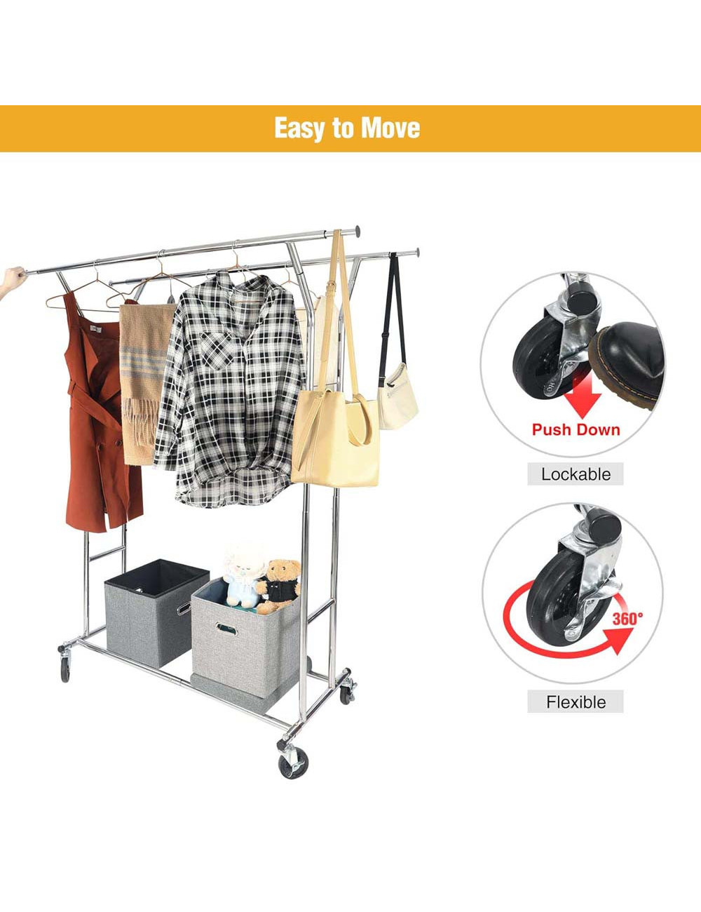 CM-48 TELESCOPIC CLOTHES HANGER L130-190 x W55 x H152-178