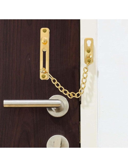 CHROME DOOR LATCH WITH CHAIN 10 MM GOLDEN