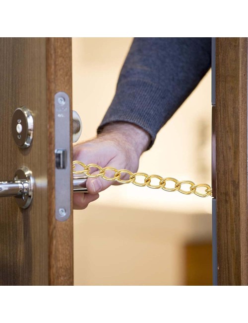 CHROME DOOR LATCH WITH CHAIN 10 MM GOLDEN