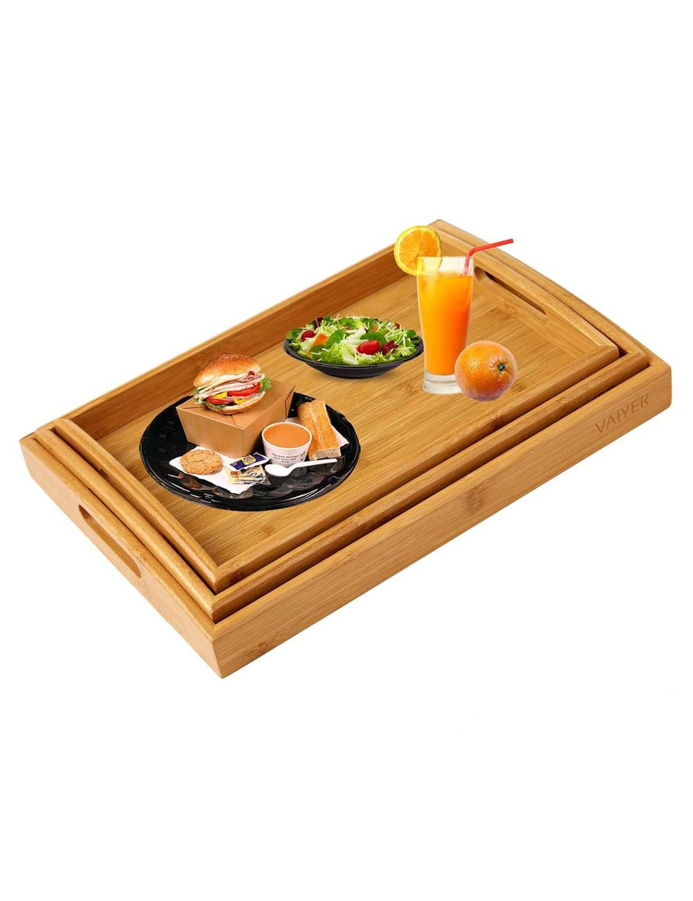 WOODEN BAMBOO TRAY 3 PICES SET