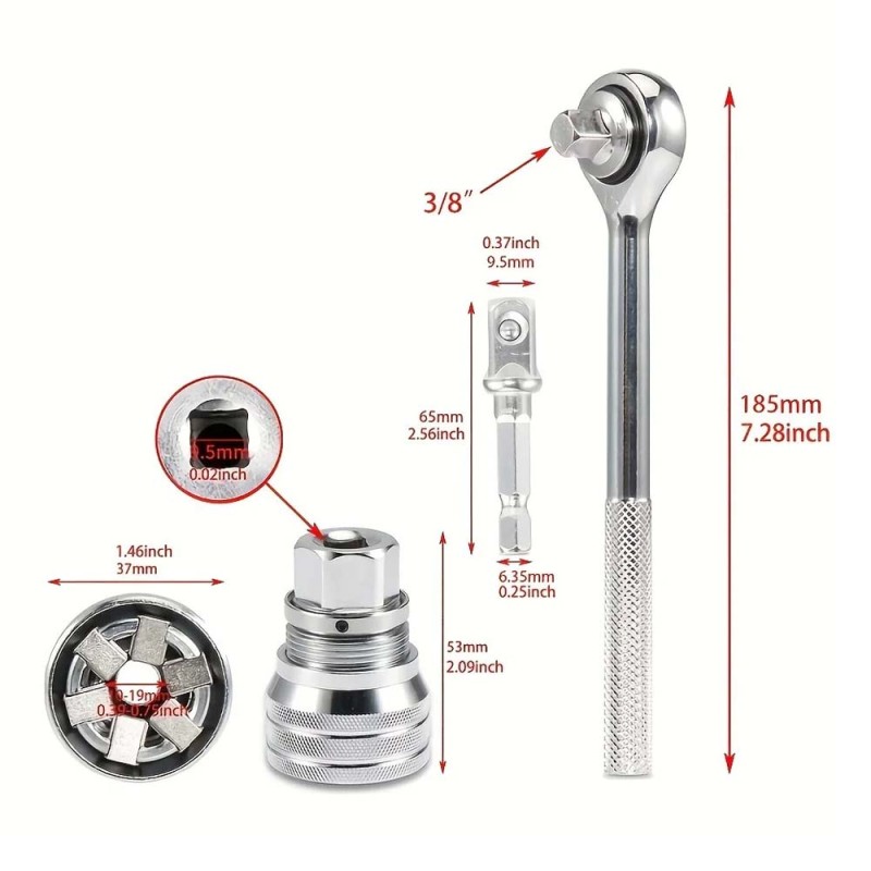 10MM TO 19MM يدة بوكس تورك متعددة الاستخدامات "3/8