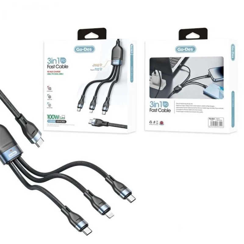 GO-DES GD-UC801 3 IN 1 USB CABLE