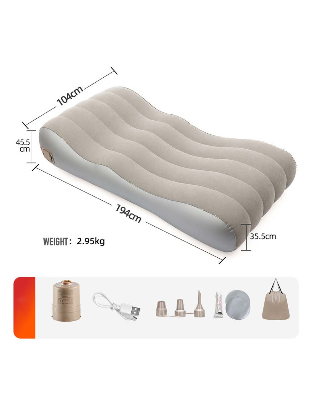 LZH-046 AIR MATTRESS LITHIUM BATTERY 2500MAH 194 X 104 X 35.5CM