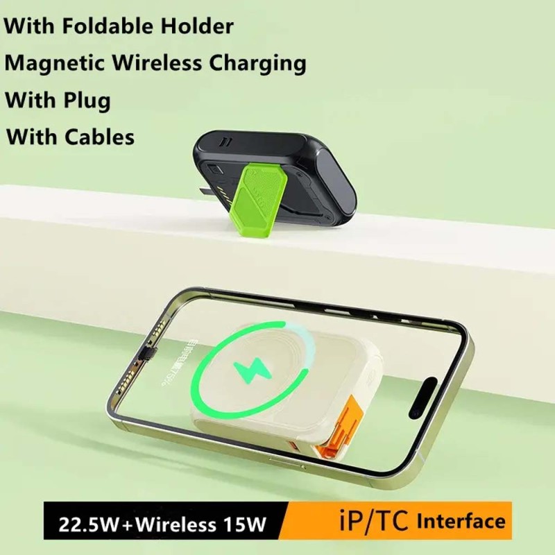 FAXITE 22.55W 10000MAH باور بانك مع ماك سيف وايرلس