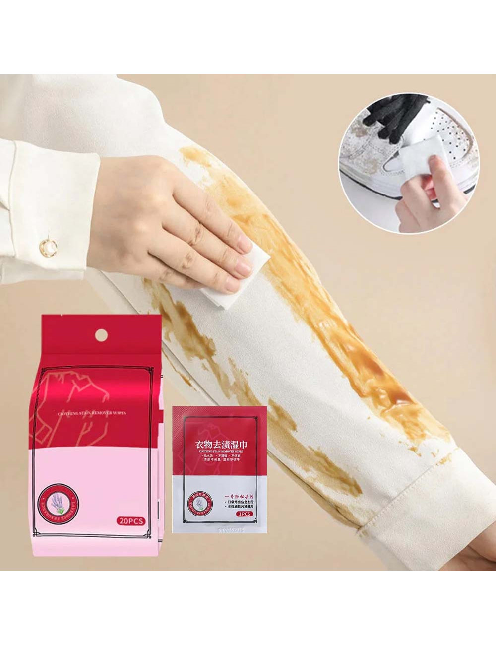 CLOTHING STAIN REMOVER WIPES TOWEL