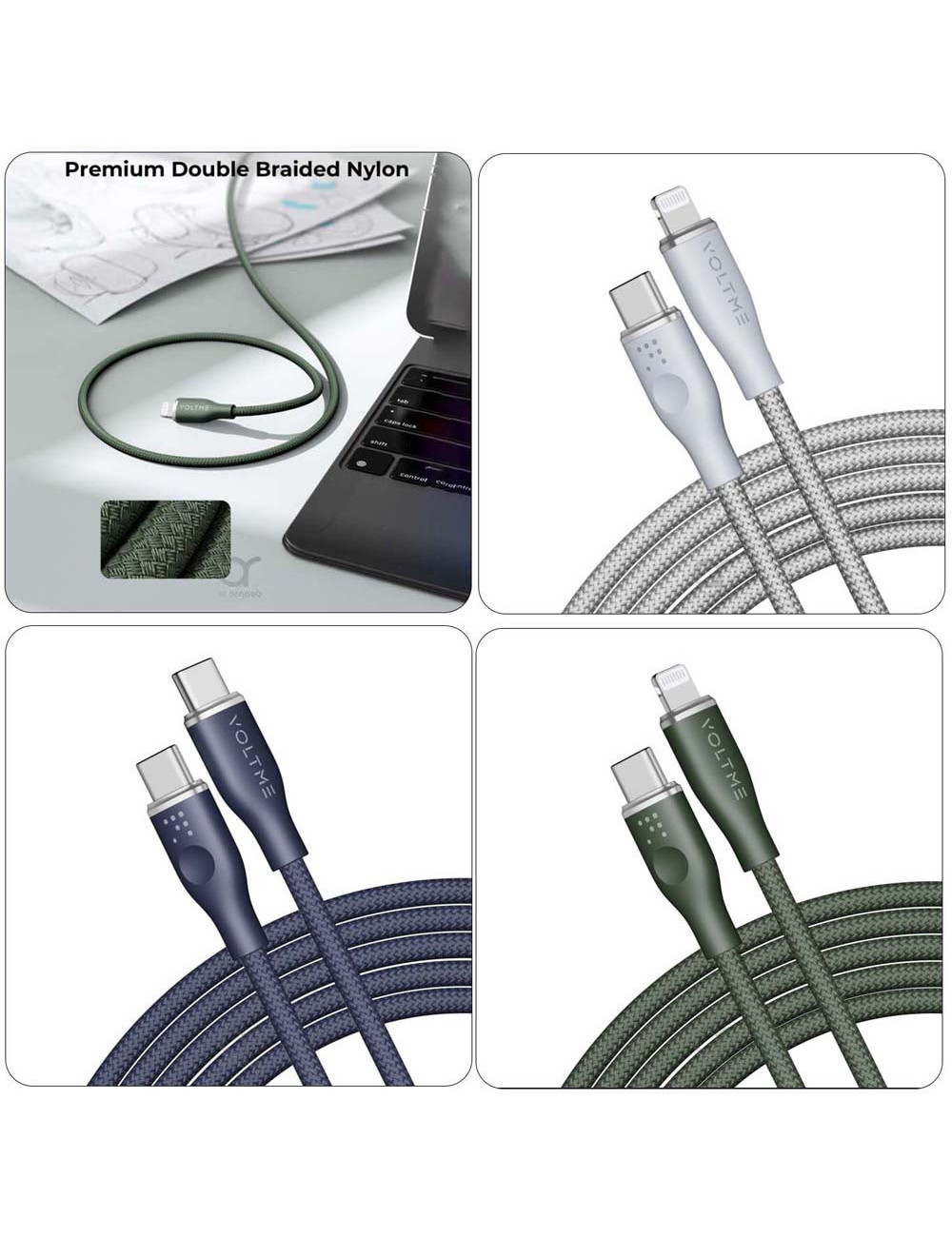 VOLTME POWE LINK RUG DOUBLE NYLON TYPE C TO LIGHTING 3A-2MTR GREEN