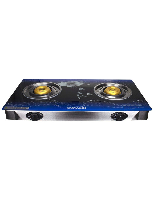 SONASHI TWO GAS BURNER /7MM TOUGHENED SAFETY GLASS/LOW GAS CONSUMPTION