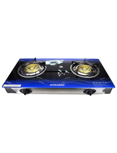 SONASHI TWO GAS BURNER /7MM TOUGHENED SAFETY GLASS/LOW GAS CONSUMPTION